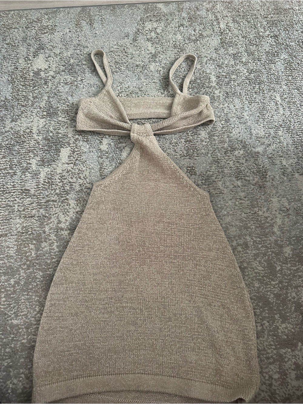 Women's Knit Cutout Halter Top in Beige